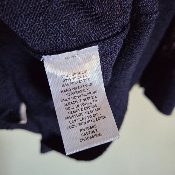Caslon Linen Blend Button Up V-Neck Cardigan Navy Size Large Nautical Preppy NEW - Picture 9 of 10